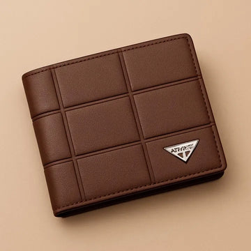 Men’s Premium Check Pattern Leather Wallet – Stylish Bifold Design | Available in Black, Brown & Chocolate