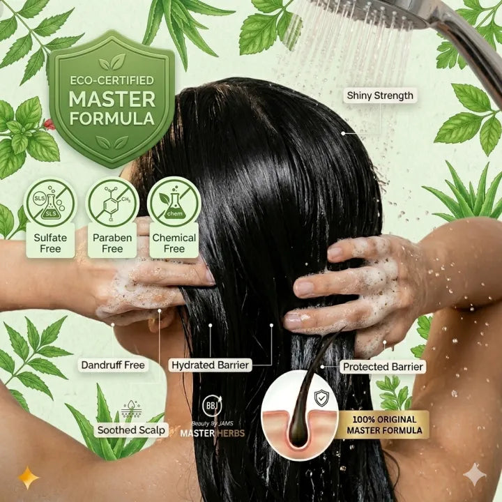 Herbal Amla Reetha Shikakai Hair Growth Shampoo – Sulfate-Free Ayurvedic Formula | Anti Hair Fall, Dandruff Control & Shiny Hair Cleanser