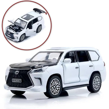 Lexus Land Cruiser Prado - Alloy Children's Sports Model Car Die-Cast Metal Toy Car - Front Doors & Boot & Hood Open - Size Approx. 5 inch - White